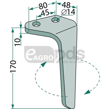 Dinte pentru grapa rotativa - GRANIT [180RH-RIN-05L]