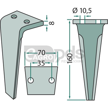 Dinte grapa rotativa - GRANIT [180RH-R.O-03]