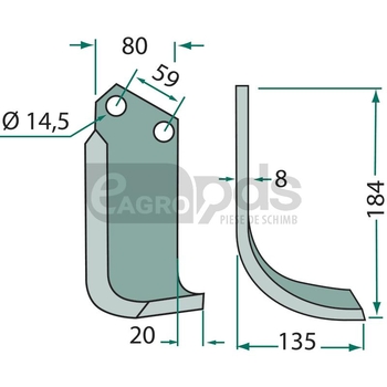 Cutit curbat - GRANIT [180TOR-01R]