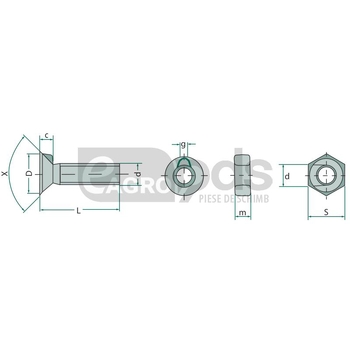 Suruburi pentru plug cu piulita uv 25 - GRANIT [1871025410/25]