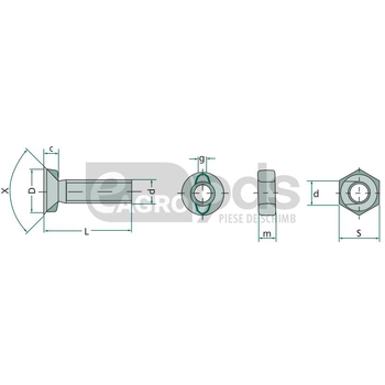 Surub pentru plug m12x30 din 11014 - GRANIT [18712301410/25]
