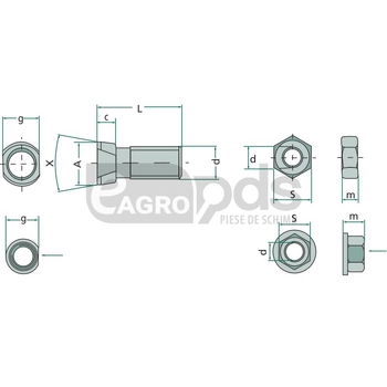 Surub pentru plug m12x34 din 608 - GRANIT [1871234KV/25]