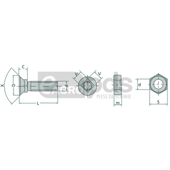 Surub pentru plug m12x35 din 608 - GRANIT [1871235812/25]