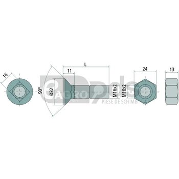 Surub pentru plug cu piulita - GRANIT [1871640VLE/25]