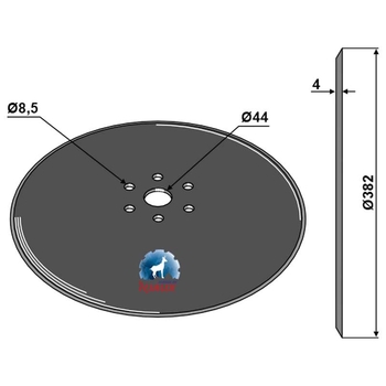 Disc de semanat - plat, neted, 382x4, 6gauri, ptr Vaderstad Tempo - Industriehof [31-004076]