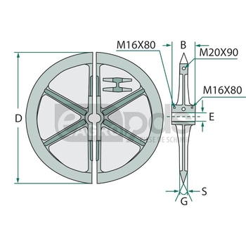 Inel tavalug Packer cu spita H 900x60, 61x150, 40, GGG50 ptr Kverneland - GRANIT [40811000-1023F]