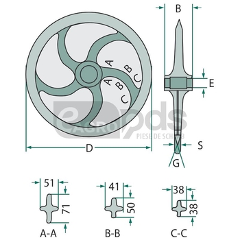 Inel tavalug Packer D700, 51x51x140, 33, GG20 ptr Rabe - GRANIT [408313-704]