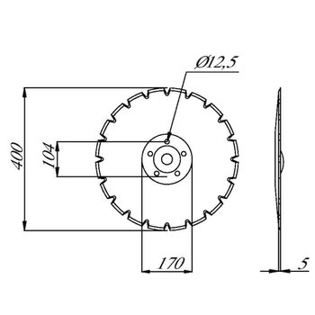Disc semanatoare - crestat, 410x5, 5gauri, ptr Vaderstad Tempo (-2015) - KRAMP [451371KR]