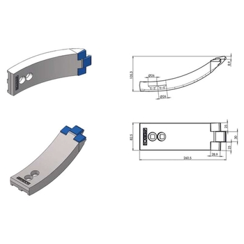Brazdar cultivator 260x82mm intarit curbat 2 orificii potrivit pentru vaderstad - KRAMP [498383CN]