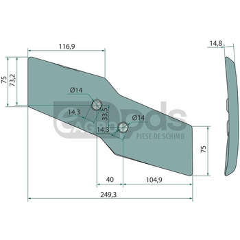 Varf brazdar - reversibil, stg, Marathon, incl suruburi - GRANIT [56028 622129 SET]