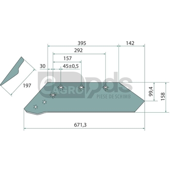 Brazdar unghiular cu varf reversibil - GRANIT [56028 622136]