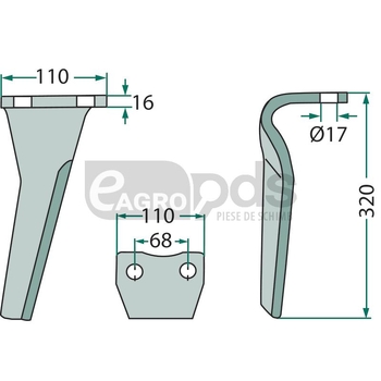 Dinte grapa rotativa - GRANIT [56030 52539500]