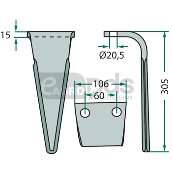 Dinte grapa rotativa - GRANIT [56030 7A48011]