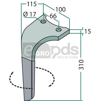 Dinte pentru grapa rotativa - GRANIT [56030 84116204]