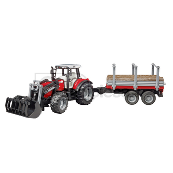 Traktor mit frontlader  holztransportanhanger - Bruder [60002046]