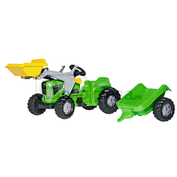 Tractor verde cu trailer si incarcator kid  - Rolly Toys [600630035]