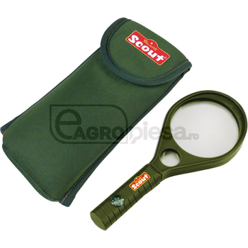 Lupa 6 x 60 mm si 8 x 16 mm, lentile acrilice, cu compas in maner, etui neopren cu orifiicu pentru curea - Scout [60099014]