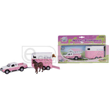 Pickup cu remorca pentru cai, roz - Kids Globe [600KG520124]