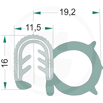 Cheder - geam cabina tractor, EPDM, 4–6, 25x16, 5m - GRANIT [654A2541/5]