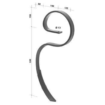 Dinte arc cultivator cu brazdar 45x12x710mm potrivit pentru evers dales si brix herkules - KRAMP [CP70]