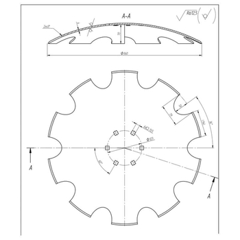 Taler disc crestat 560mm 6 orificii - KRAMP [HD560120]