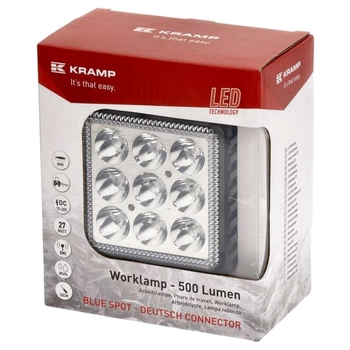 Lampa lucru - LED 27W, 500lm, albastru, cablu Spot/conexiune Deutsch - KRAMP [LA10417]