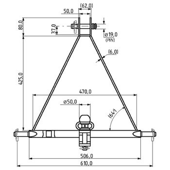Bara remorcare - prindere in trei puncte, cat.1 - KRAMP [TL150861]