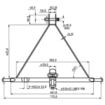 Bara remorcare in 3 puncte categoria 1 - KRAMP [TL150881]