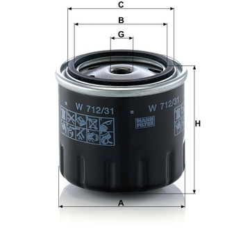 Filtru ulei - MANN-FILTER [W 712/31]