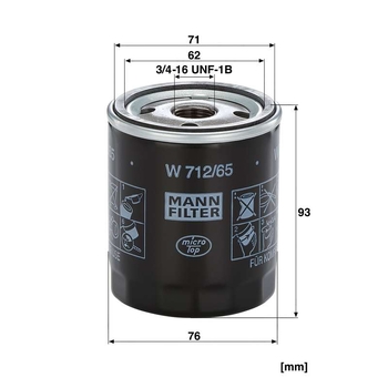 Filtru ulei - MANN-FILTER [W 712/65]