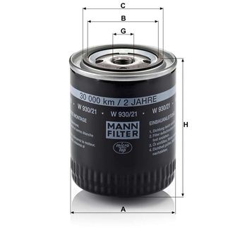 Filtru ulei - MANN-FILTER [W 930/21]