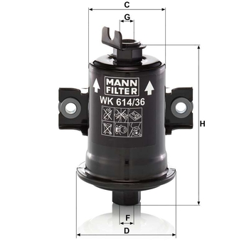 Filtru combustibil - MANN-FILTER [WK 614/36 x]