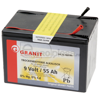 Baterie uscata - alcalina, 9V, 55Ah, 165x112x113, pentru aparat gard electric - GRANIT [5801281]