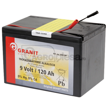 Baterie uscata - alcalina, 9V, 120Ah, 165x112x113, pentru aparat gard electric - GRANIT [5801291]