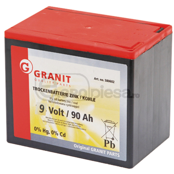 Baterie uscata - Zn/C, 9V, 90Ah, 185x125x160, pentru aparat gard electric - GRANIT [580602]