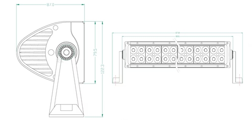 Bara lumini de lucru led 180w 15300lm dreptunghiulara 12 24v alba 810 6x79 5mm cablu combo 60 led uri kramp - KRAMP [LA10303]