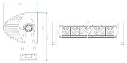 Bara lumini de lucru led 300w 25500lm dreptunghiulara 12 24v alba 1320 8x79 5mm cablu combo 100 led uri kramp - KRAMP [LA10304]
