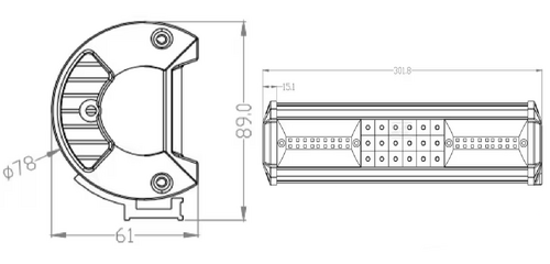 Bara lumini de lucru led 81w 7290lm dreptunghiulara 12 24v alba 301 8x89mm cablu combo 54 led uri kramp - KRAMP [LA10301]