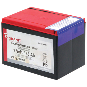 Baterie uscata - Zn/C, 9V, 55Ah, 165x112x113, pentru aparat gard electric - GRANIT [580601]