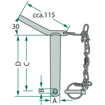 Bolt tirant central - cat.1, 19x135/151, Ø12mm, maner cu lant si splint - GRANIT [20012851]