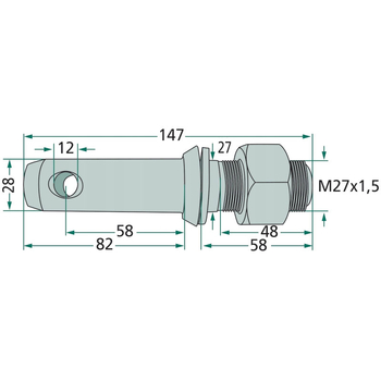 Bolt tirant lateral - cat.2, 28/27x147, filet M27x1,5, 12mm - GRANIT [20013010]