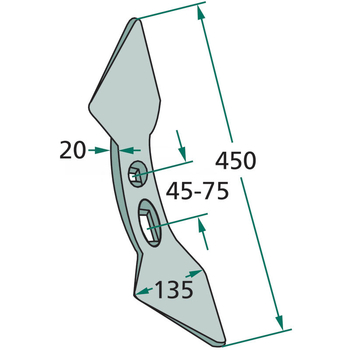 Brazdar inima dubla - 45-75, 450x135x20 - GRANIT [23532 RS300 45-75]