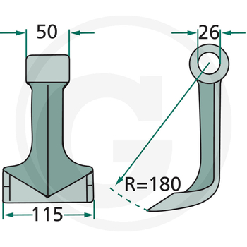 Ciocan batator - 115mm, 26x50, R180 - tocator resturi vegetale - GRANIT [18063-RM-46]