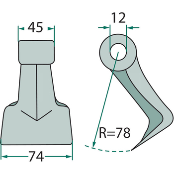 Ciocan batator - 74mm, 12x45, R78 - tocator vegetale Irus s.a. - GRANIT [18063-RM-97]