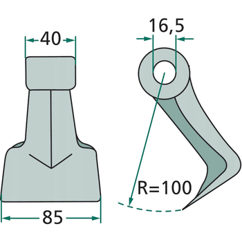 Ciocan batator - 85mm, Ø16,5x40, R100 - tocator vegetale Maschio s.a. - GRANIT [18063-M-37-16]