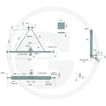 Cupla remorcare - cu piese prindere in 3 puncte - GRANIT [20020508]