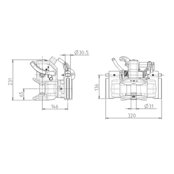 Cupla tractare - 320mm, cu bolt D32 - Sauermann [711171010]