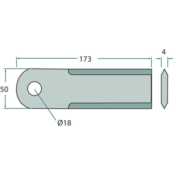 Cutit - tocator, neted, 173x50x4, Ø18mm (25buc) - GRANIT [525525106/25]