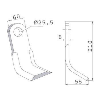 Cutit Y - 210x60x8, Ø25,5 - tocator resturi vegetale (mulcer) - Maschio Gaspardo [T40005142R]