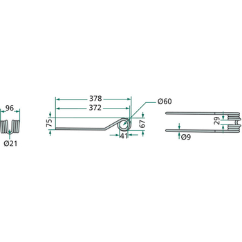 Gheara elastica - grebla ravasit fan, 378x96x9 - Deutz-Fahr / Pottinger (20buc) - GRANIT [52506580456/20]